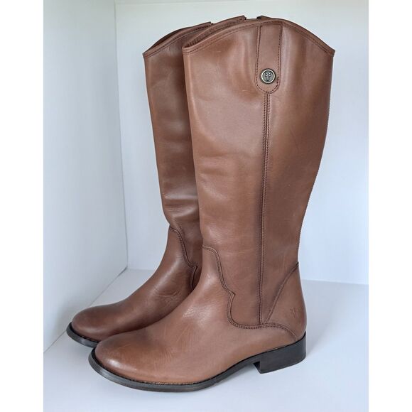 EUC WORN ONCE Frye Women's Melissa Button Riding Boots in Cognac Brown Size 6 - Picture 6 of 15